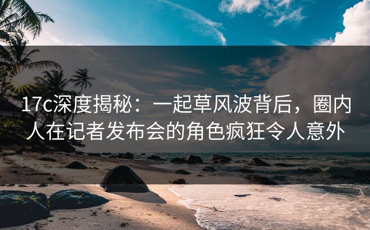 17c深度揭秘：一起草风波背后，圈内人在记者发布会的角色疯狂令人意外